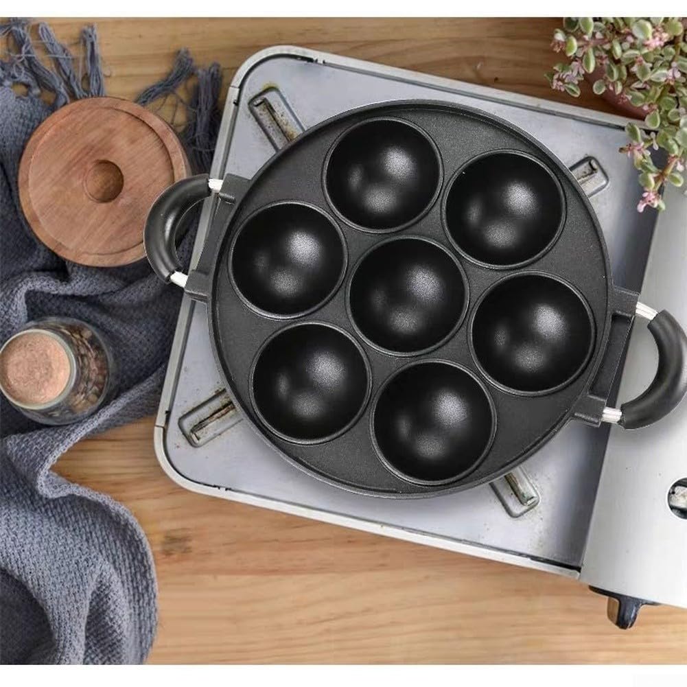Sartén de aluminio Takoyaki de 19 agujeros antiadherente de gas | Diseño de 19 agujeros, revestimiento físico antiadherente, fácil de limpiar, para cocinas de gas, cocción rápida