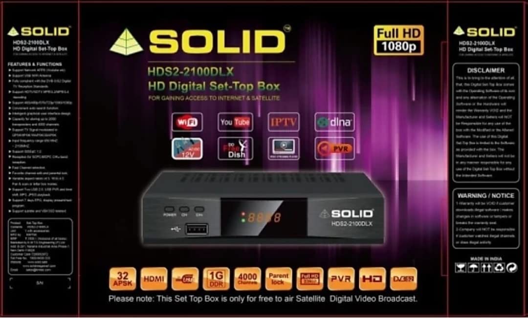 SK So,lid Hds2-2100dlx Full Hd Dvb-S2 Set-Top Box