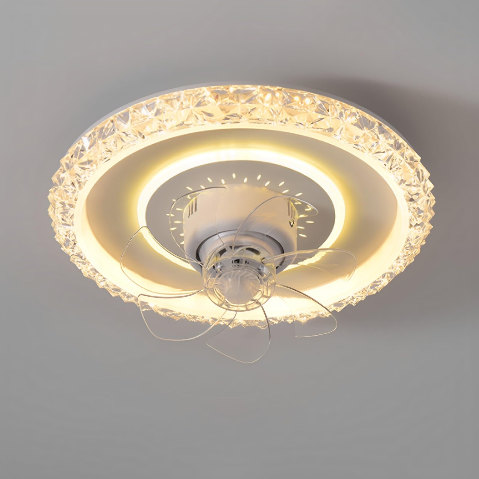 HXYSXHJUO Kids Room Mute Ceiling Fans With Lights 45W LED Dimmable Fan Lighting Bedroom Dining 19in Light Remote 3 Speeds 7 ABS Blades