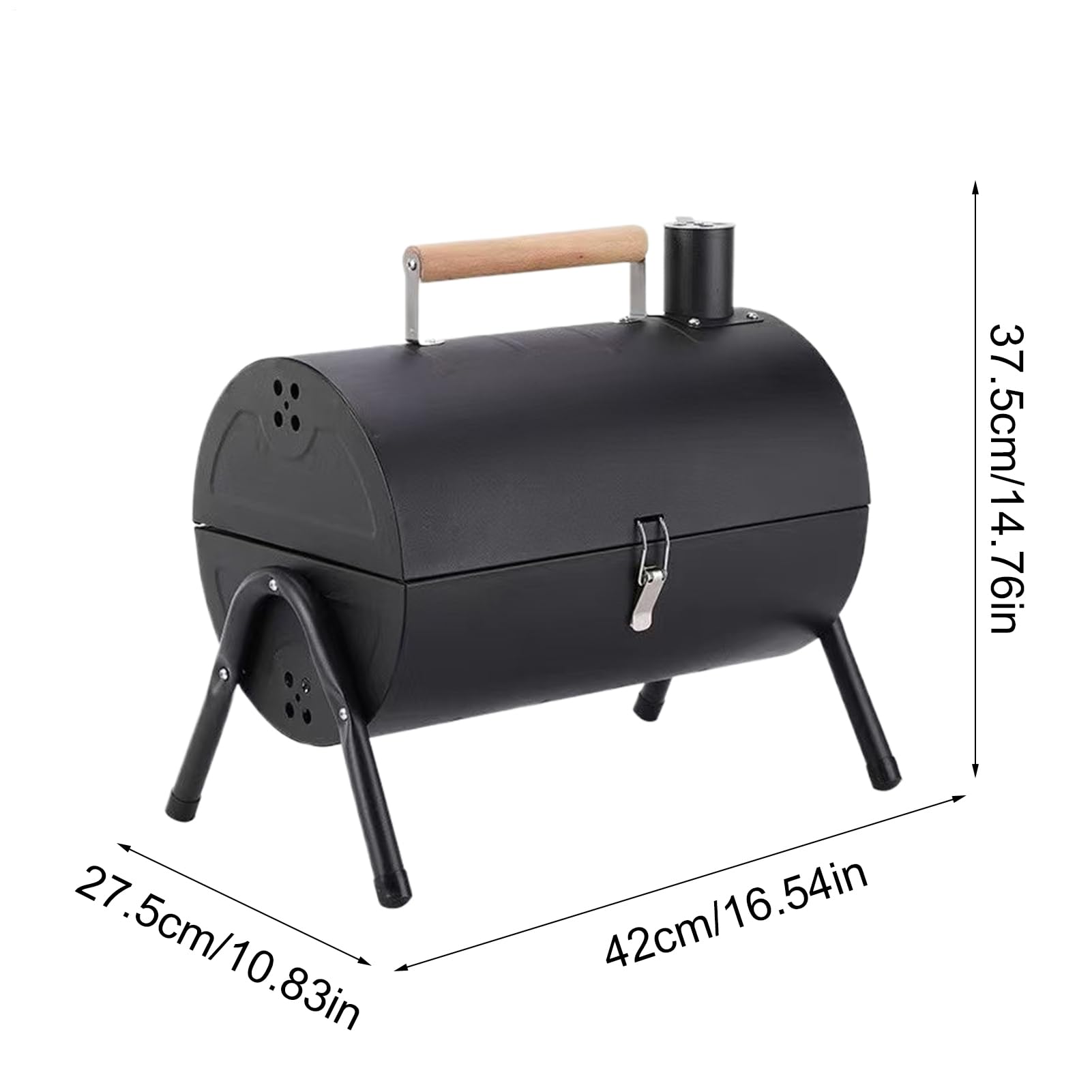 Beczkowy Grill Węglowy Przenośna, , antypoślizgowa pokrywa