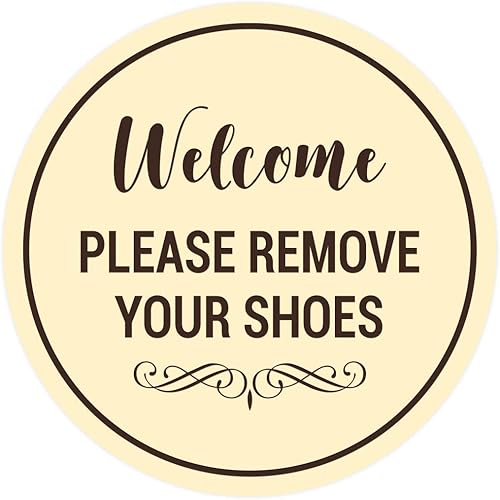 Miniatura 5 de Signs ByLITA Circle Welcome Please Remove Your Shoes Sign, Negro  Plateado