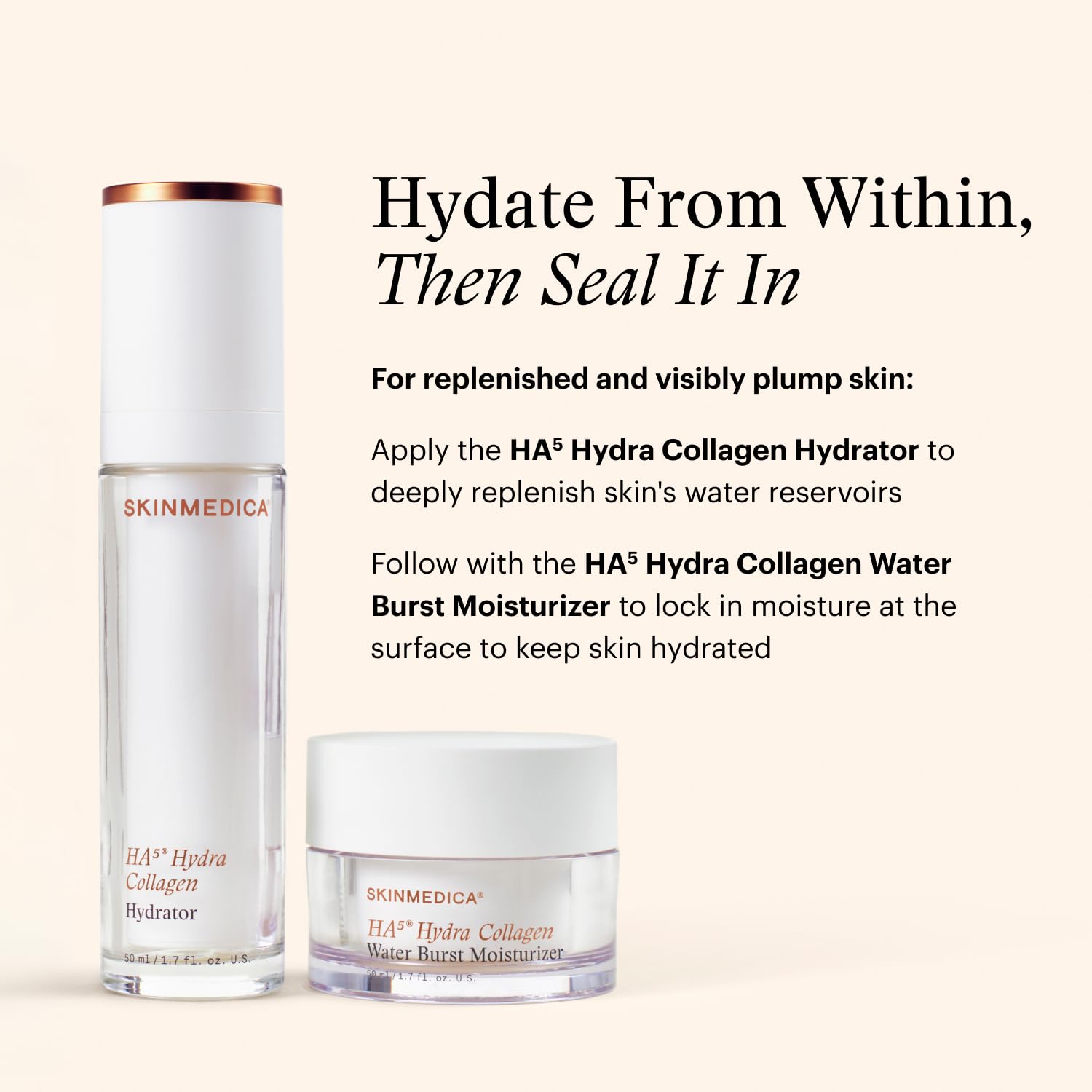 SkinMedica HA⁵ Hydra Collagen Water Burst Face Moisturizer with Vegan Collagen - Plumping Face Cream with Microbiome Barrier Complex for 24-Hour Hydration - Helps Replenish Dry, Dull Skin (1.7 Fl Oz)