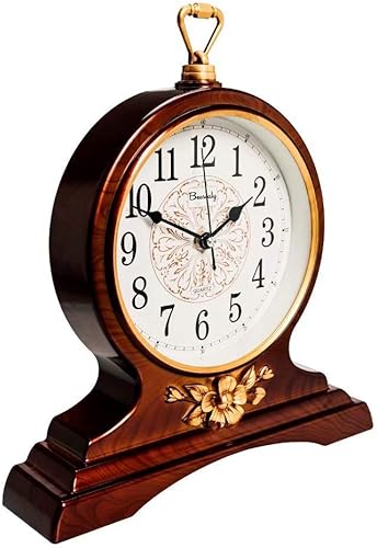 Miniatura 2 de Reloj de repisa, reloj de repisa de 12 pulgadas, movimiento silencioso, sin tictac, para sala de estar y decoración de cocina (marrón)