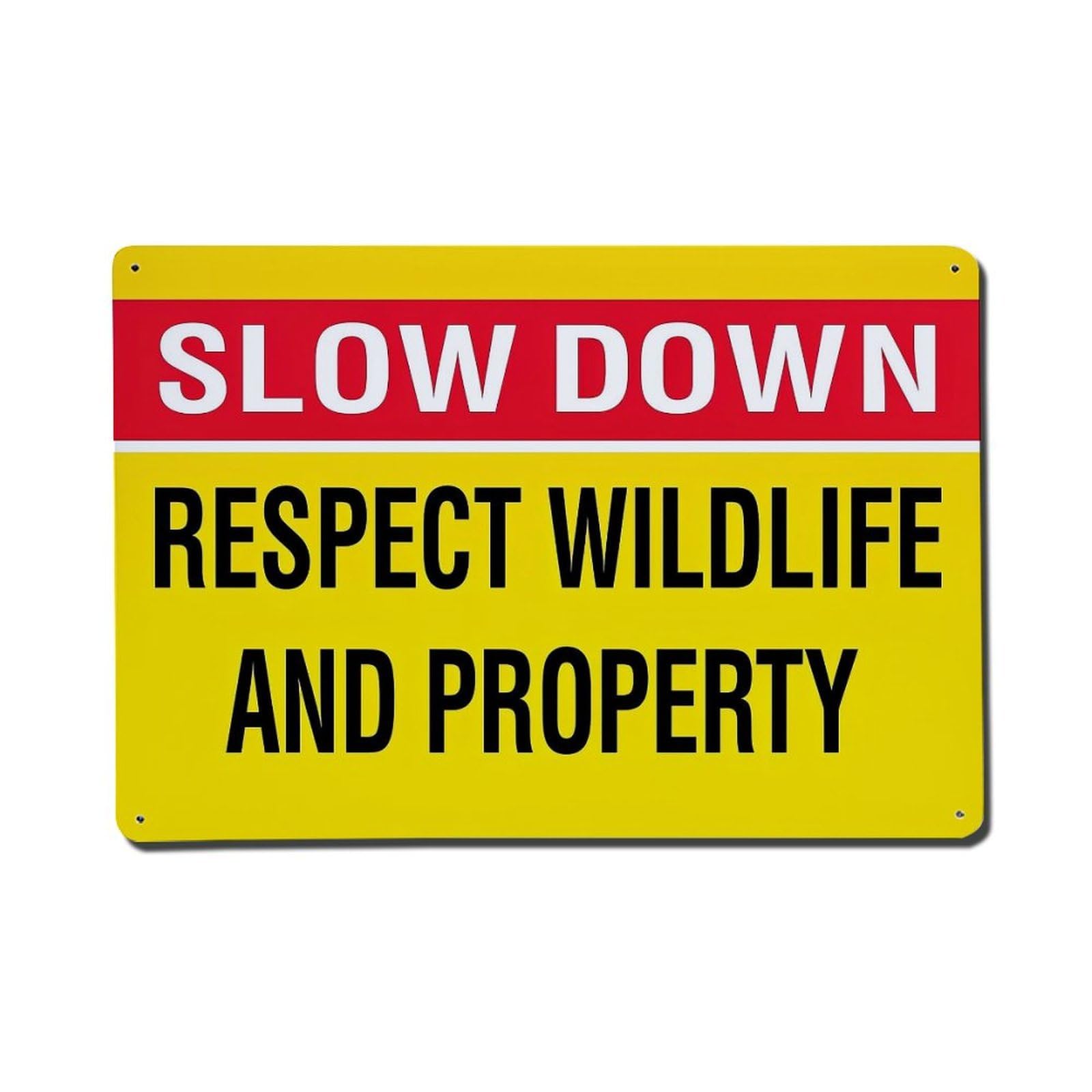 Jdfenggu Vintage Slow Down Respect Wildlife Property Retro Metal Tin Sign, Metal Poster For Bar, Home, Man Cave, Kitchen, Laundry Room Art Decor 8X12 Inch