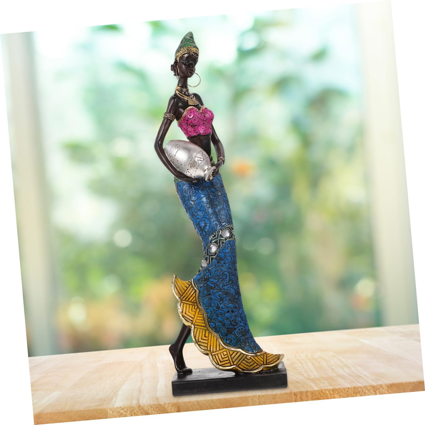 GALPADA Frauenfigur Wohnraumskulptur aus Afrikanische Dekoration Kunstharz Elegante Hochzeit Geburtstag und Grüne Tischdekoration und Stilvolle