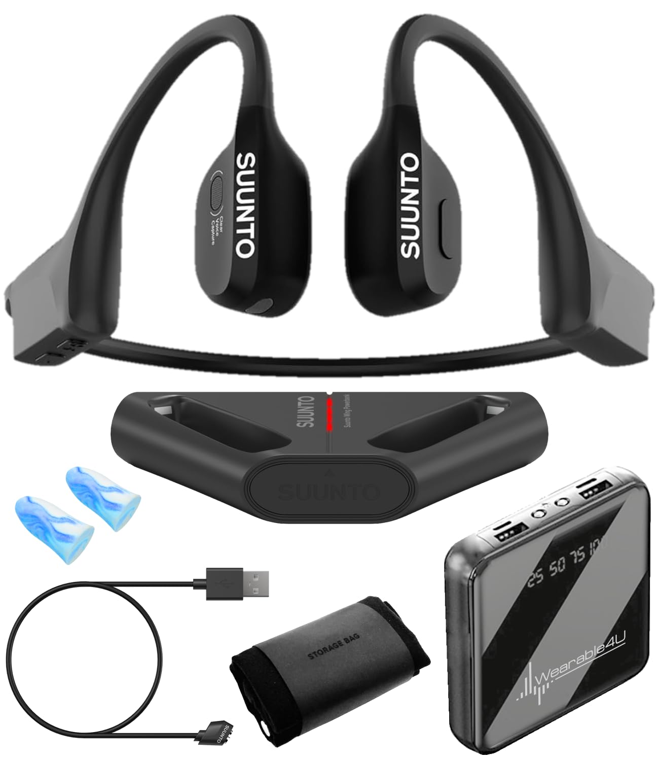 SUUNTO Wing Open-Ear Bone Conduction Headphone, Bluetooth Wireless Sport Headphone, Black Power Bank SQ Bundle-image-19