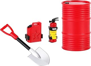 INJORA RC 1/24 Crawler Car Decoration Fire Extinguisher/Fuel Tank/Shovel/Oil Drum for Axial SCX24 C10 JLU Gladiator Bronco Deadbolt Upgrade,4pcs
