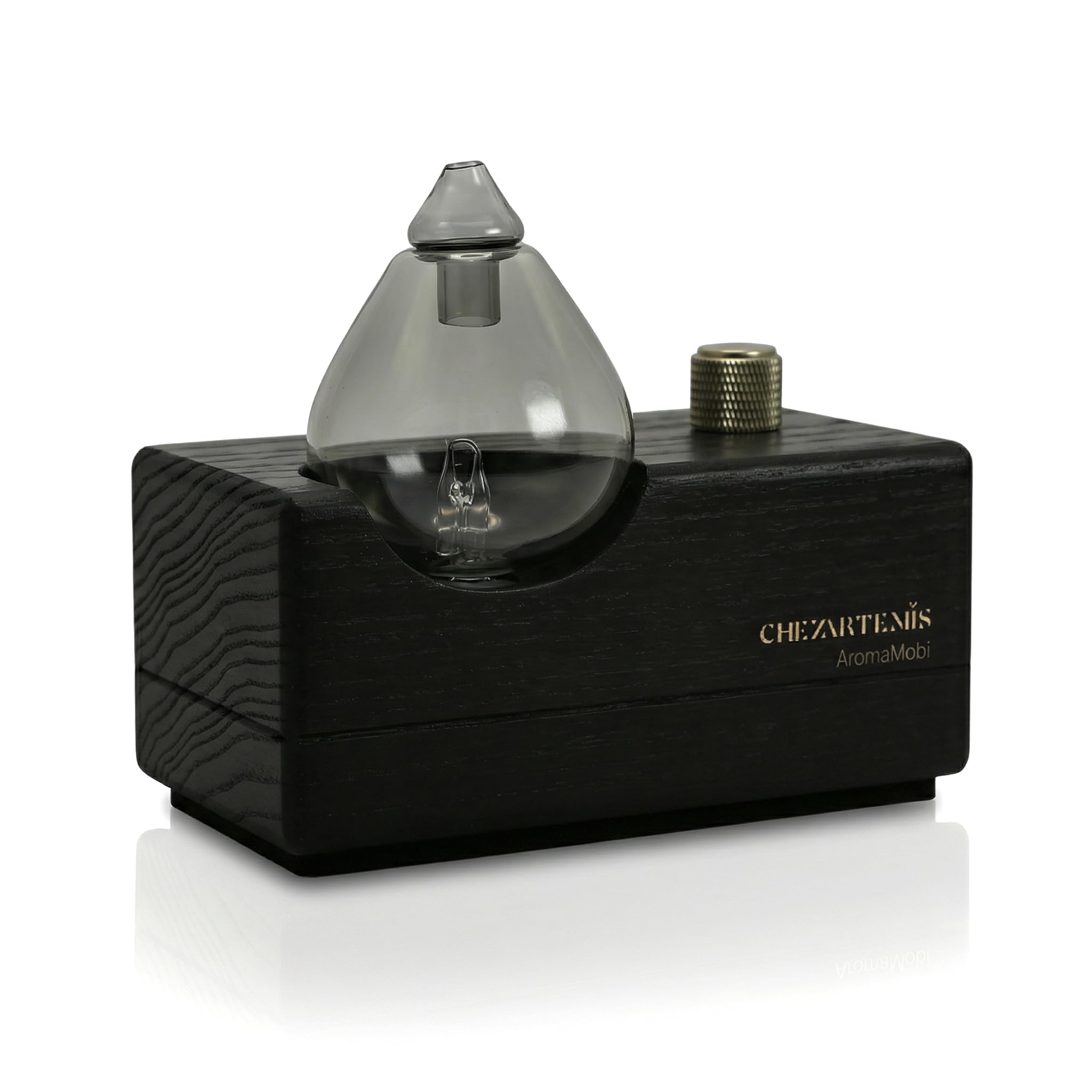 Black Obsidian Difusor Aceites Esenciales Sin Agua, Nebulizador Aromaterapia Vidrio Ahumado y Madera Negra, Ambientador Moderno Inalámbrico Recargable, Decoración artística para Hogar Oficina y Yoga