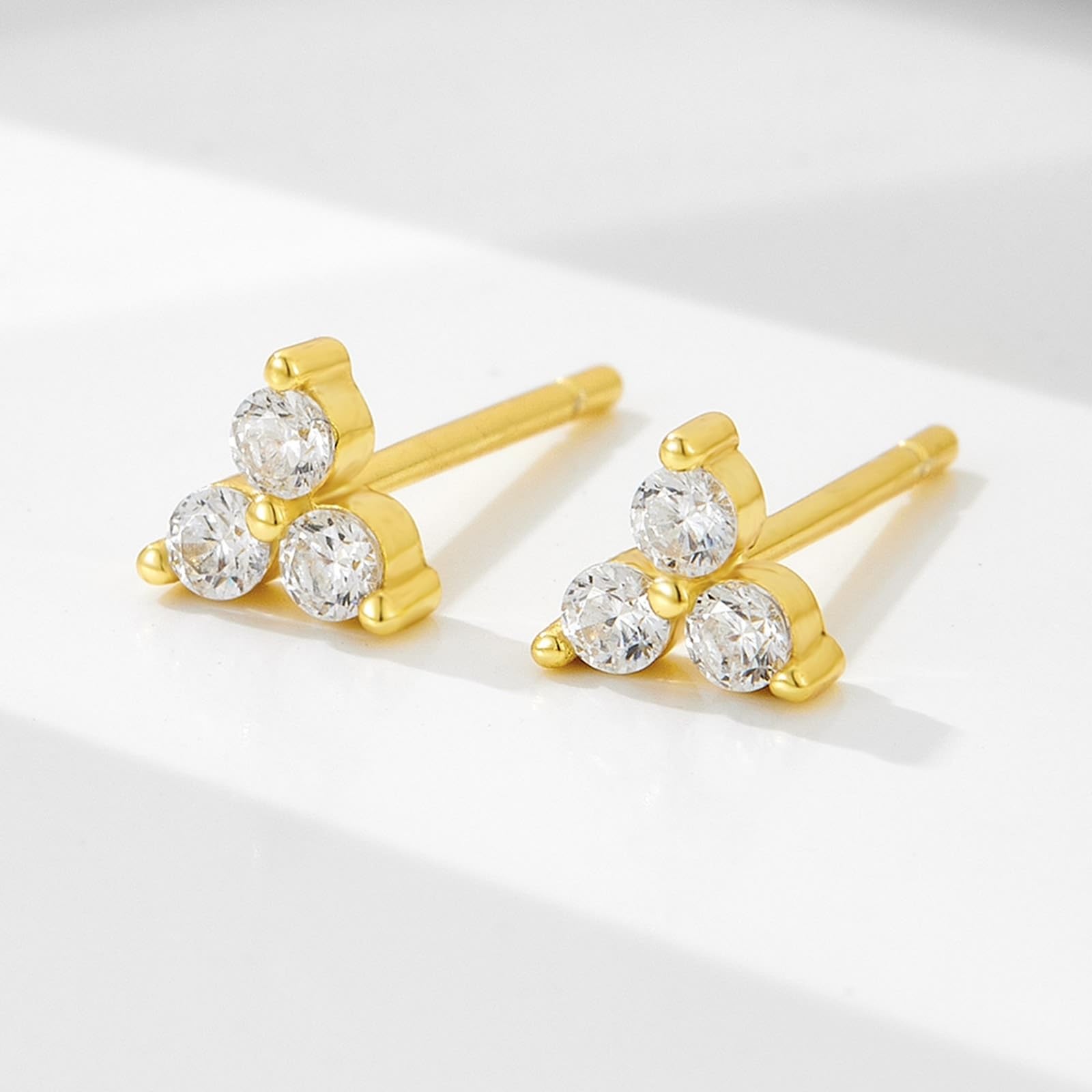 Pendientes de oro blanco 375 de 9 quilates con moissanita, triángulo Au375, pendientes de oro