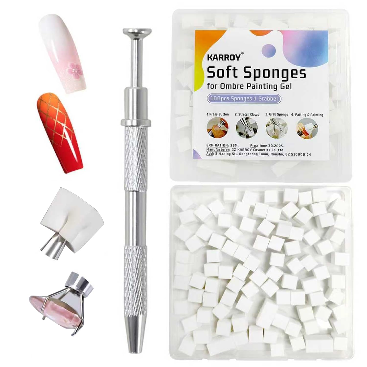 Soft Sponges for Painting Nail Gel with Grabber Professional Grabbing Tools for Ombre Gradient Painting Gel Nails Sponges