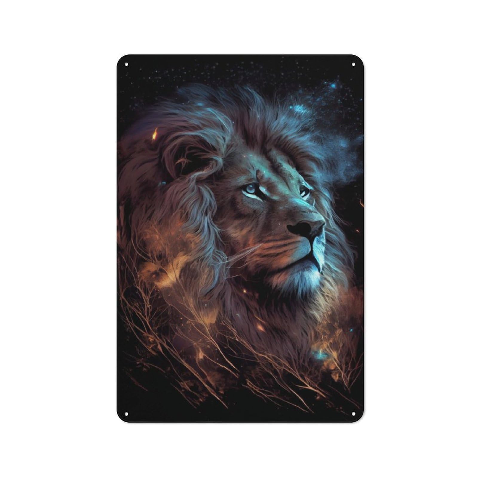 Junmoney Lion Glowing Loft Style Metal Wall Sign 30X20cm Featuring Studio Wall Art For Loft, Studio, Office Or Creative Room