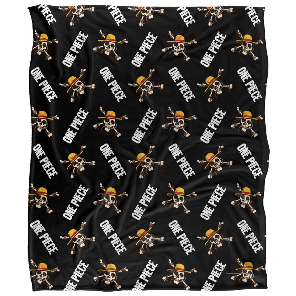 One PieceEinteilige, Optimalweiche Kuscheldecke mit Jolly-Roger-Muster, Silky Touch, 152 x 127 cm