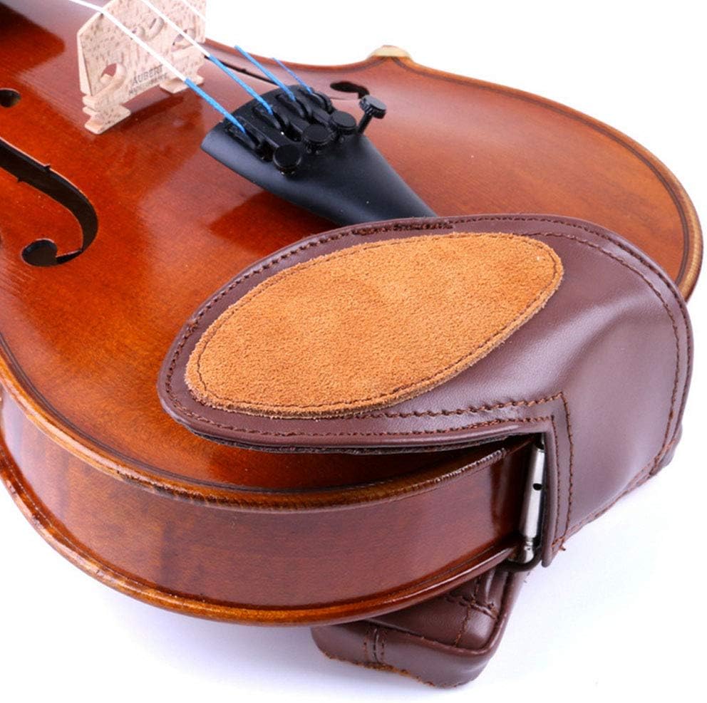 Jiayouy 4/4-4/3 Violin Shoulder & Chinrest Pad Brown Soft Comfortable Sheepskin Leather image 4