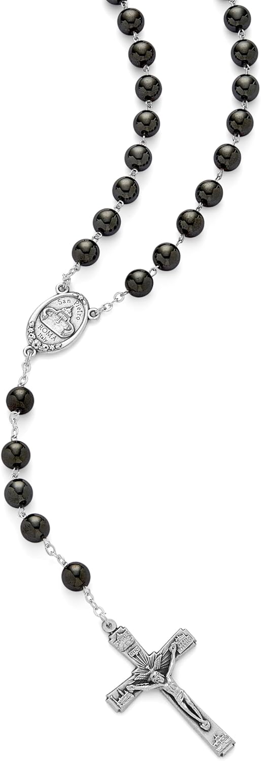 Mondo Cattolico Rosary Beads catholic for Women and Men from Vatican, Our Lady of Good Health Traditional Rosary in Hematite beads - Perfect Catholic gifts - Image 2