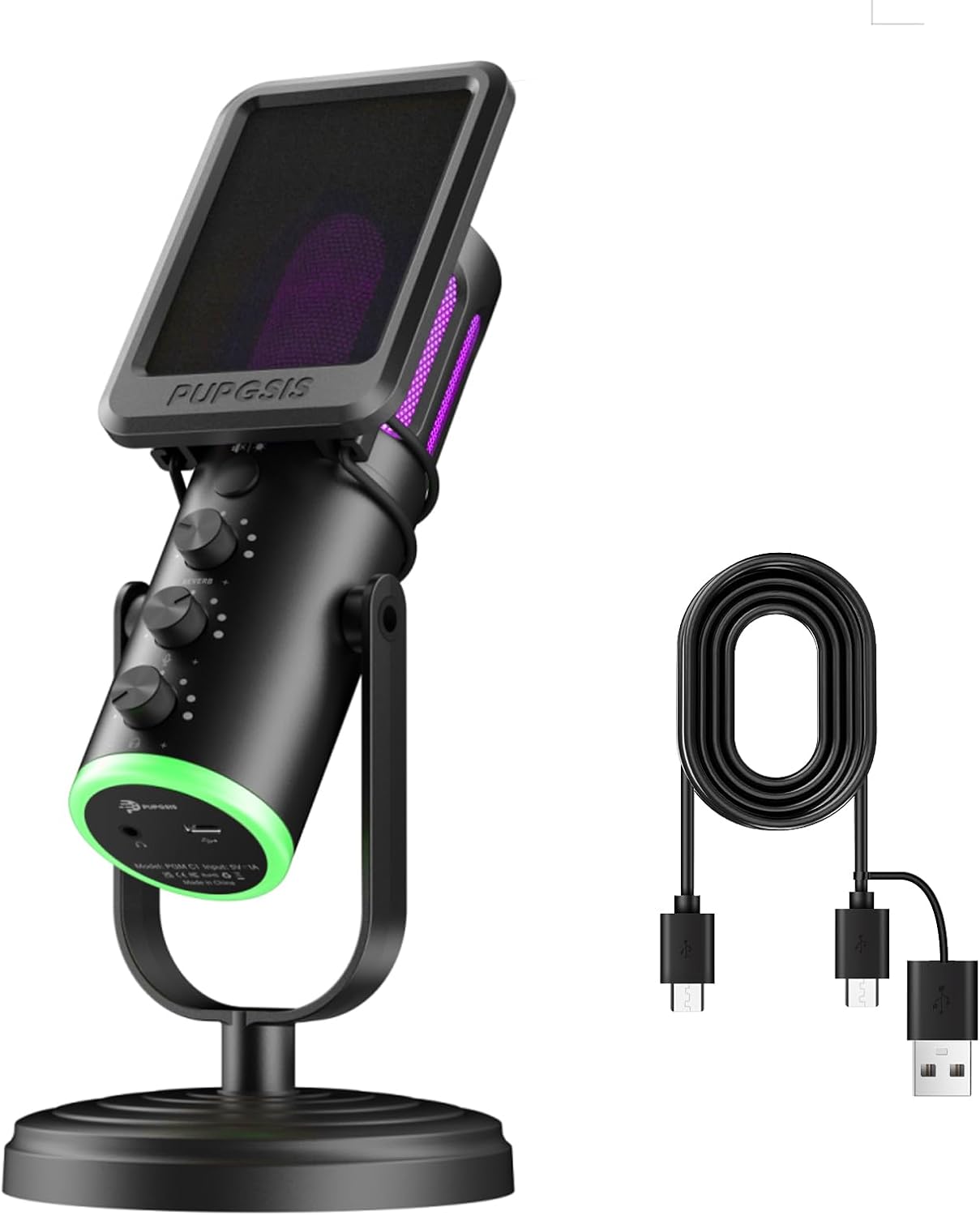 PUPGSIS USB Microphone, Condenser Mic for PC PS4/5, Gaming Microphones with Volume Control, Gain Control, Mute Button, Laptop Mic for Recording Vocals, Voice Overs, Streaming, Meeting and YouTube