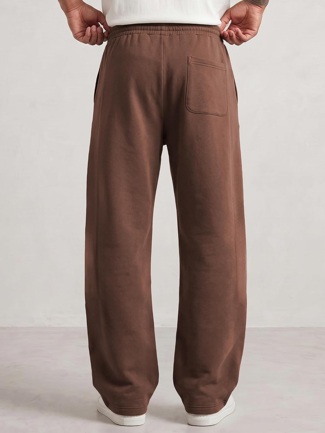 JMIERR Men's Fleece Baggy Sweatpants Wide Leg Barrel Sweat Pants Lightweight Travel Pants Streetwear with Pockets