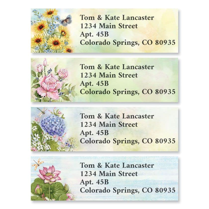 Colorful Images Nature’s Grace Floral Return Address Mailing Labels, Personalize with Name & Address, Set of 240 Self Adhesive, Easy Peel Flat Label Sheets, Small, 12 Designs