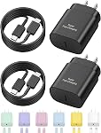 USB C Fast Charger, 2Pack 25W Type C Fast Charger Wall Charger Super Fast Charging Block for Galaxy S24 S23 S22 S21 S20 Ultra S10 S9, Note 20 10 9, with 6ft USB C to Type C Cable 25W Charger Adapter