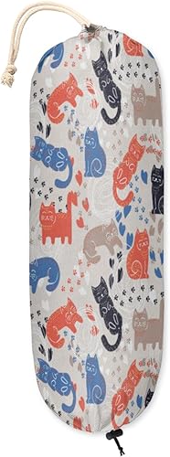 Colorido gato divertido bolsa de plástico titular bolsas de compras dispensador Kawaii bolsa de plástico organizador de almacenamiento hogar cocina