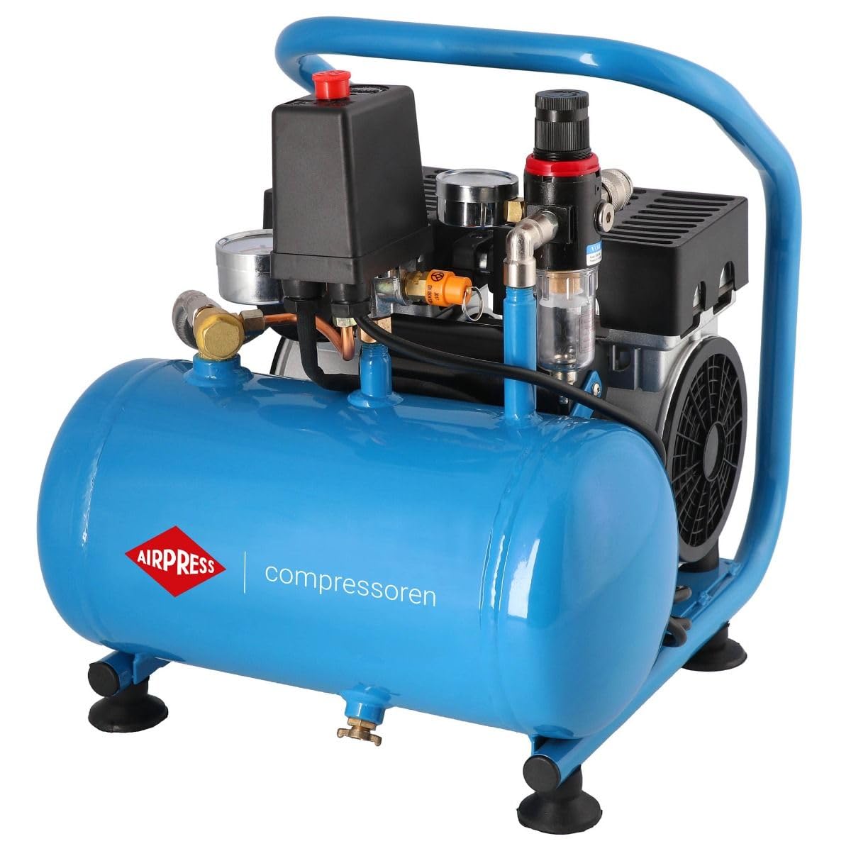 Airpress - Compresor de aire silencioso sin aceite L 6-95 8 bar 0.6 CV / 0.45 kW 48 litros/minutos 5 litros