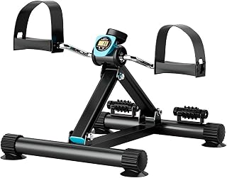 LBMED Mini Exercise Bike, Foot Pedal Exerciser with Foot Acupressure and LCD Display, Infinitely Adjustable Resistance, Quiet and Stable Operation, for Stroke Hemiplegia
