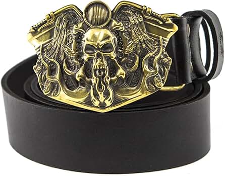 Amazon.com: Leather belt with brass buckle Route 66