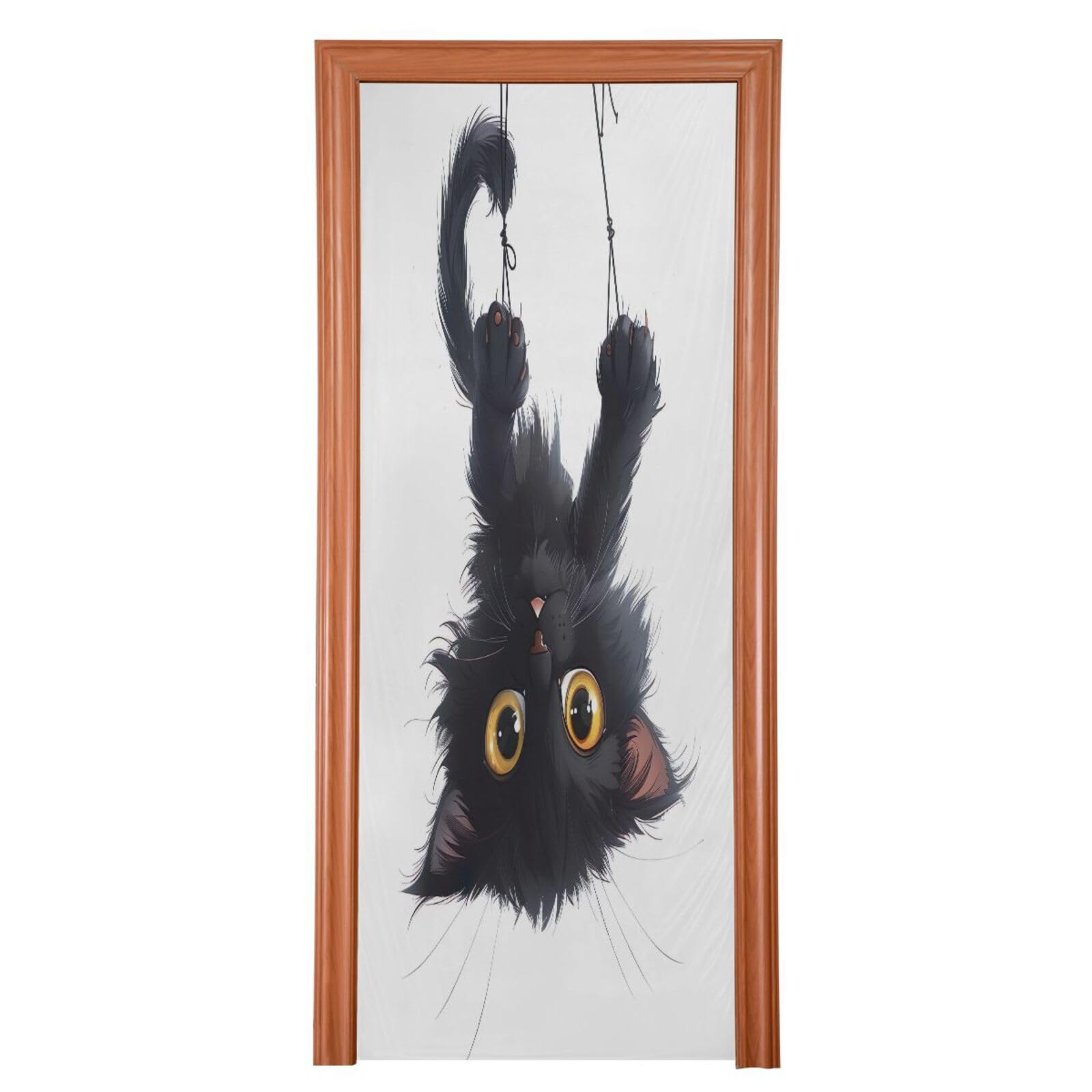 FLildon Naughty Black Cat Door Cover Decoration, Party Accessory Porch Decor for Festive Ornament Room Door Covers 36 x 98 Inch