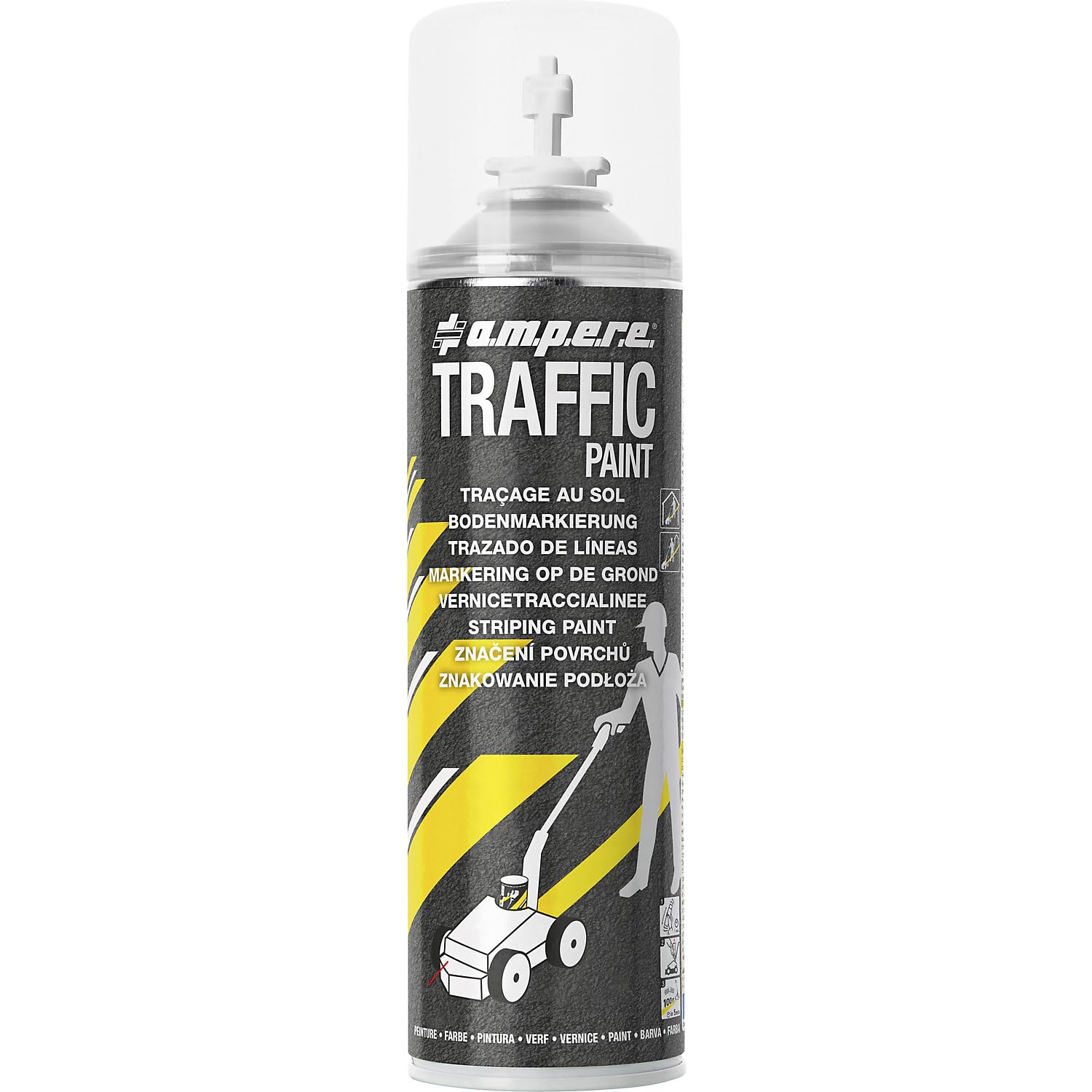 Ampere | Bodenmarkierwagen-Set | Markierwagen mit 12 Dosen Traffic Paint | Weiß | inkl Zubehör