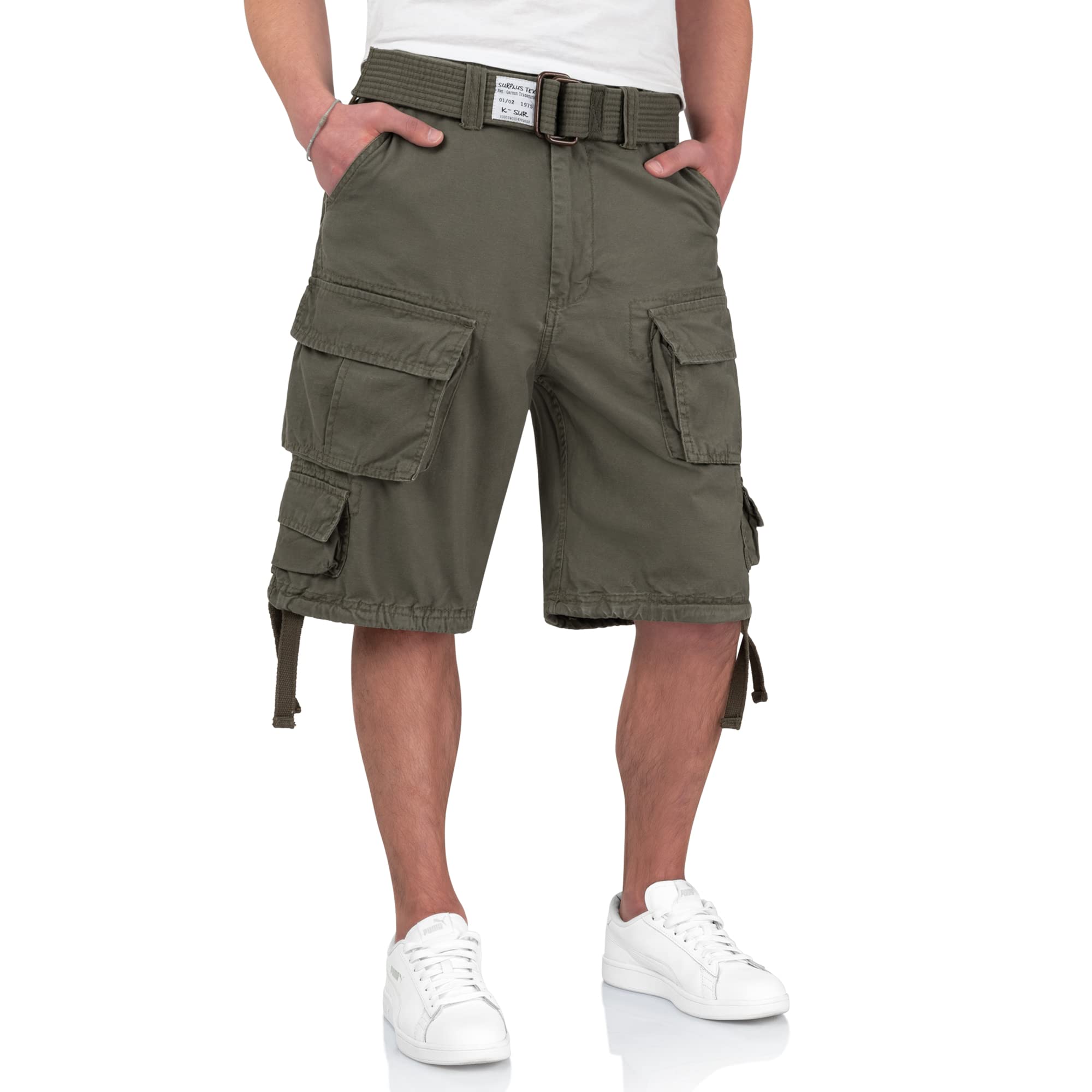 Surplus Raw Vintage Men's Olive Division Cargo Shorts, L