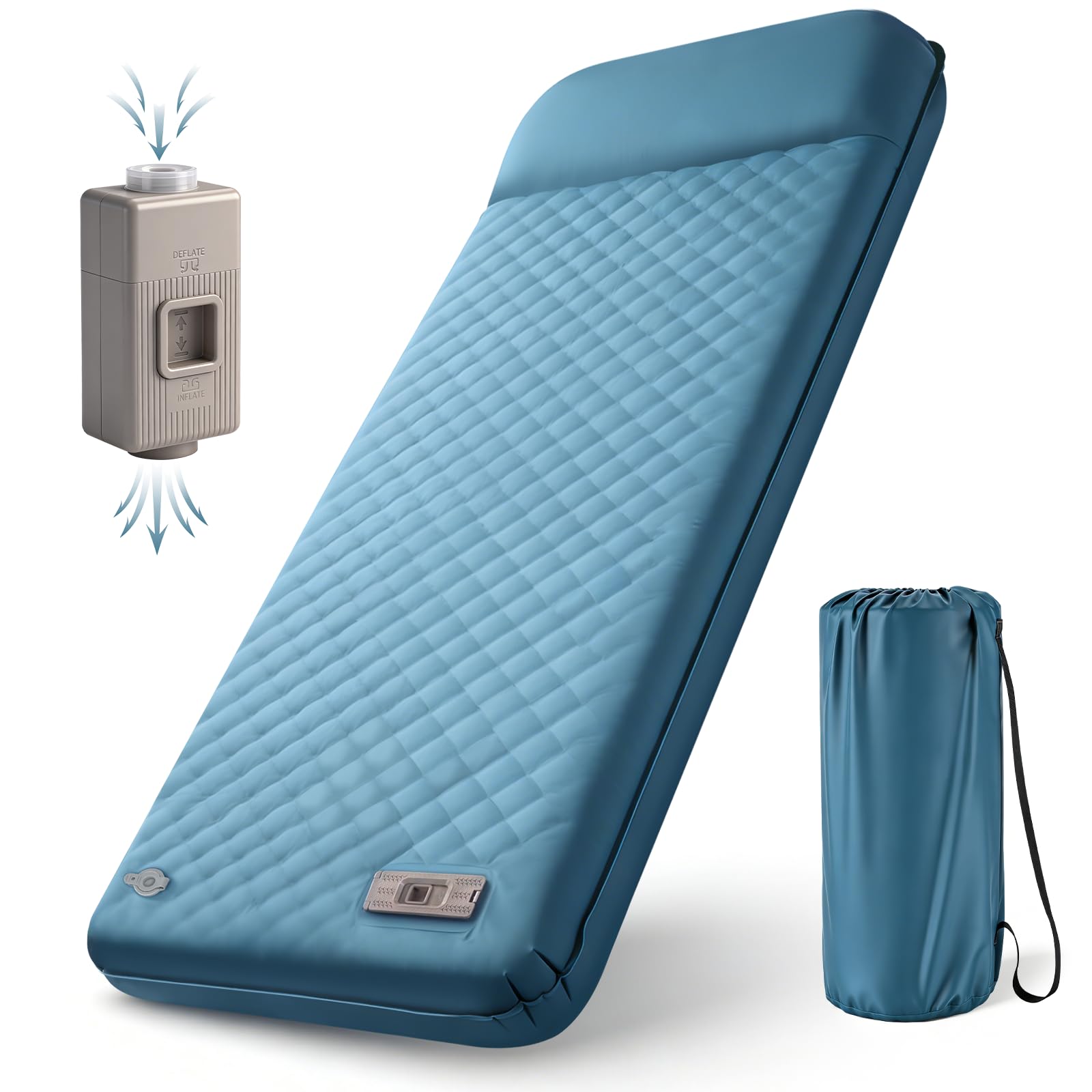 Photo 1 of Self Inflating Sleeping Pad for Camping with Electric Pump, 3.15" Ultra-Thick Memory Foam Mattress with Built-in Pillow, 4-Season Portable Camping Mattress,Must-Have Gear for Travel,Tent & Car Camping