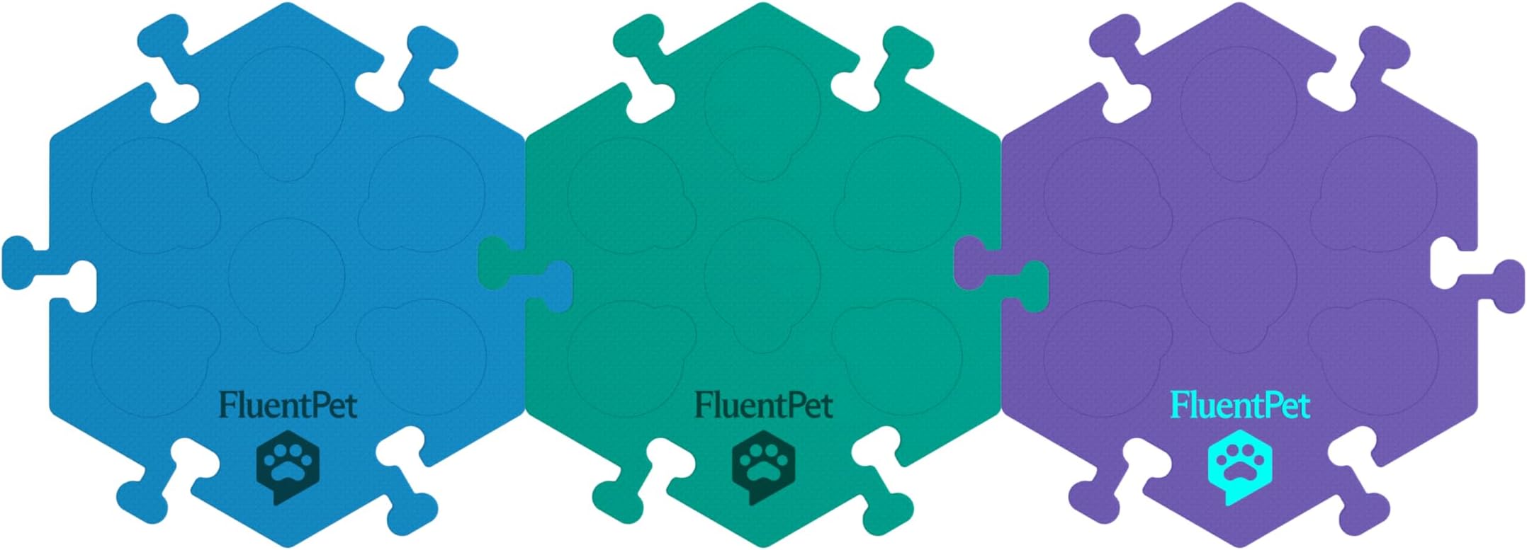 FluentPetHexTiles - Depths 3-Pack | Accessory Dog and Cat Button Learning Kits | Can Hold Up to 6 Buttons | Soft, Durable, and Non-Slip | Gift for Pet Lovers | Comes in 12 Colors