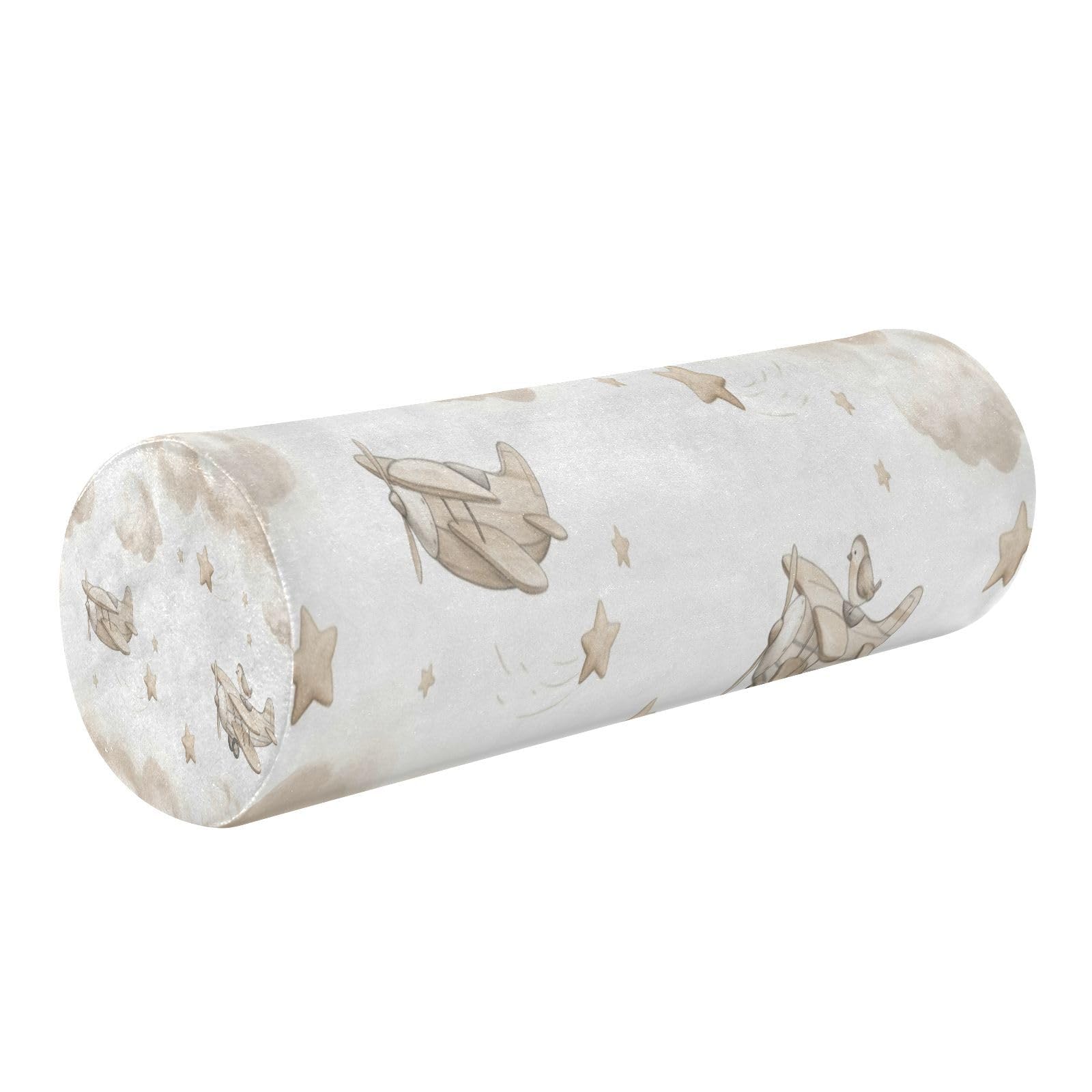 Kigai Planes and Clouds Cervical Pillow for Neck Pain Relief Neck Roll Memory Foam Bolster Pillow for Legs Bed Head Back Sleeping Support