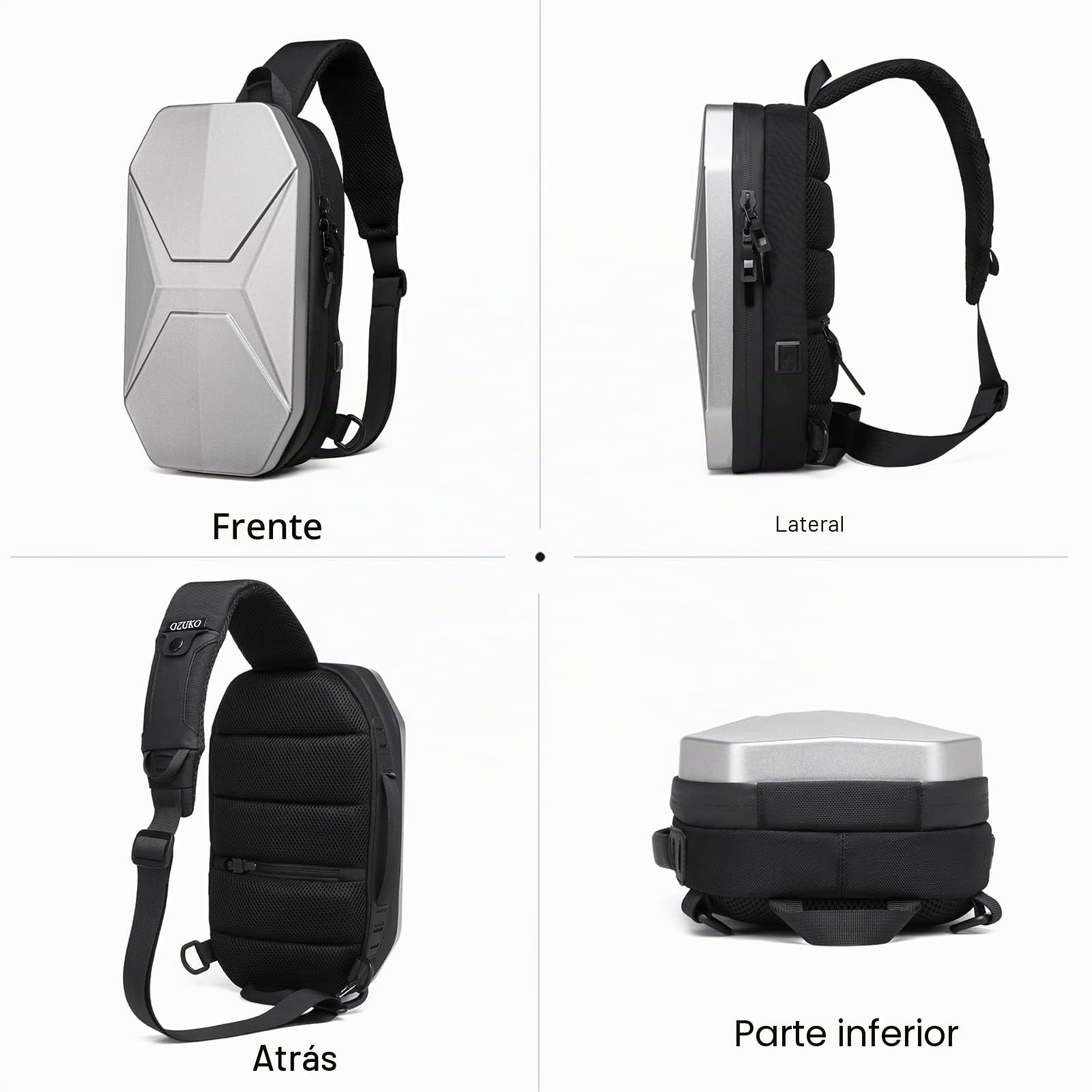 FANDARE Moda Bolso Pecho Hombre Bolsos Cruzados con USB Bandoleras Cruzada Sling Crossbody Bag Mochilas para Viaje Deportes Ciclismo Montañismo Impermeable EVA
