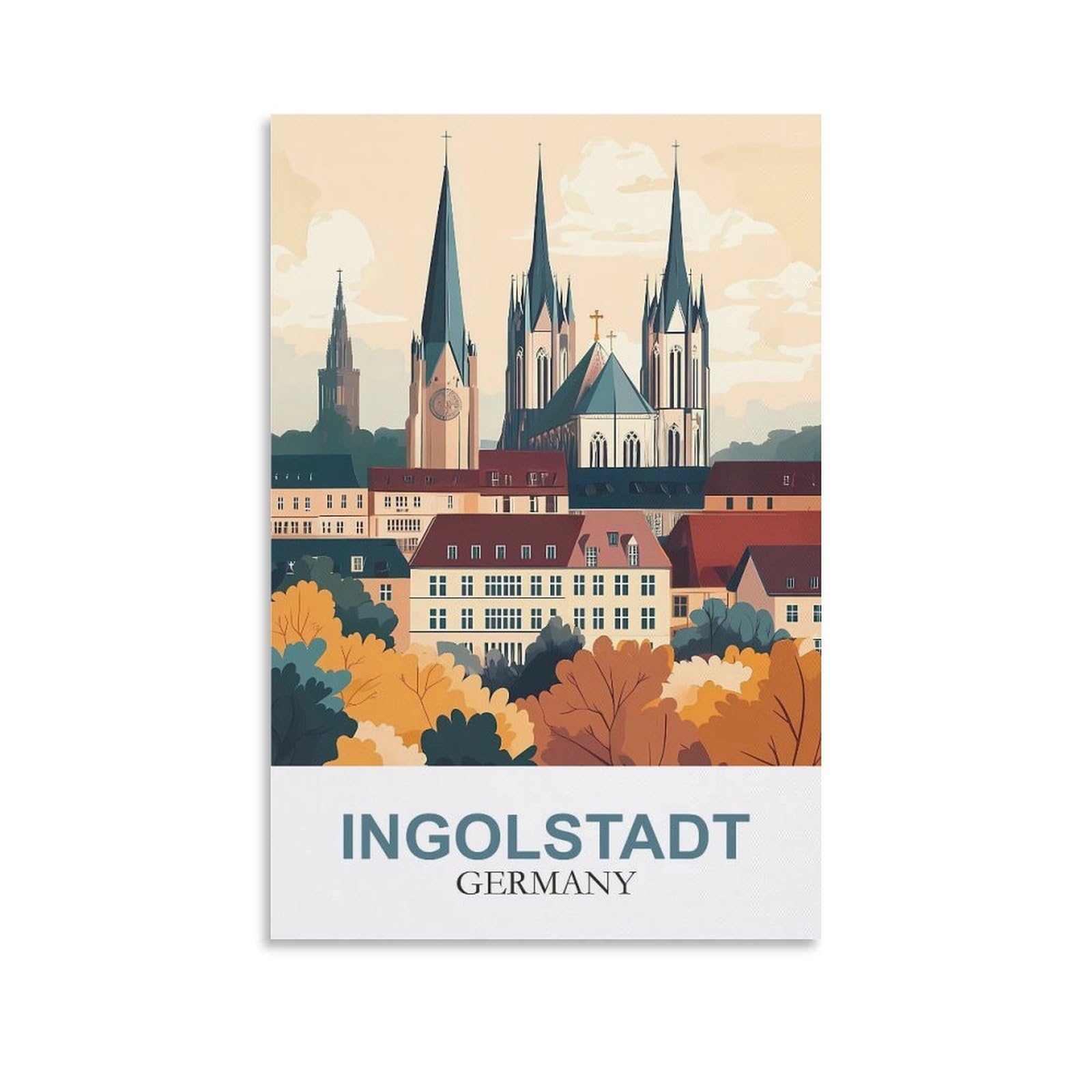 EZMLFA Diamond Painting Kits for Adults,Ingolstadt Germany 5D Diamond Painting Kit for Adults Beginners, DIY Full Round Drill Gem Art Kits for Home 40x40cm