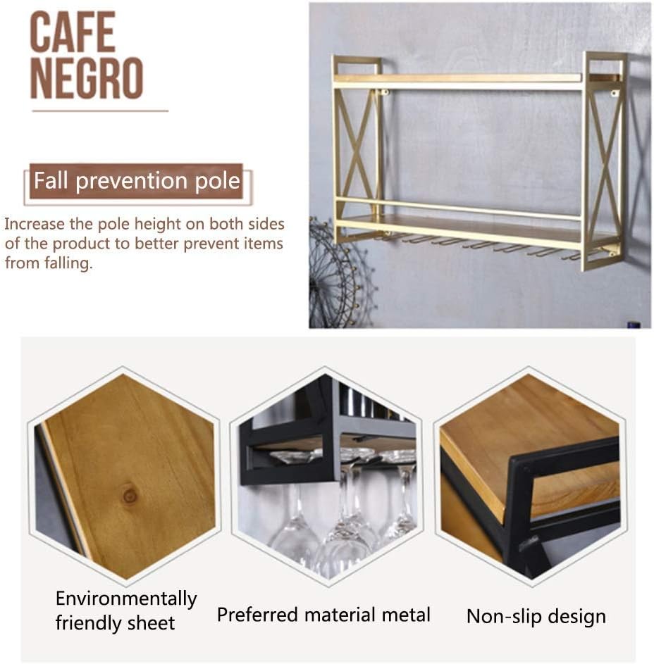 Industrial Wall-Mounted Wine Racks Iron Metal Wine Bottle Racks and Wine Racks Solid Wood Home and Kitchen Decorative Bottles Racks Glass Wine Racks HJ