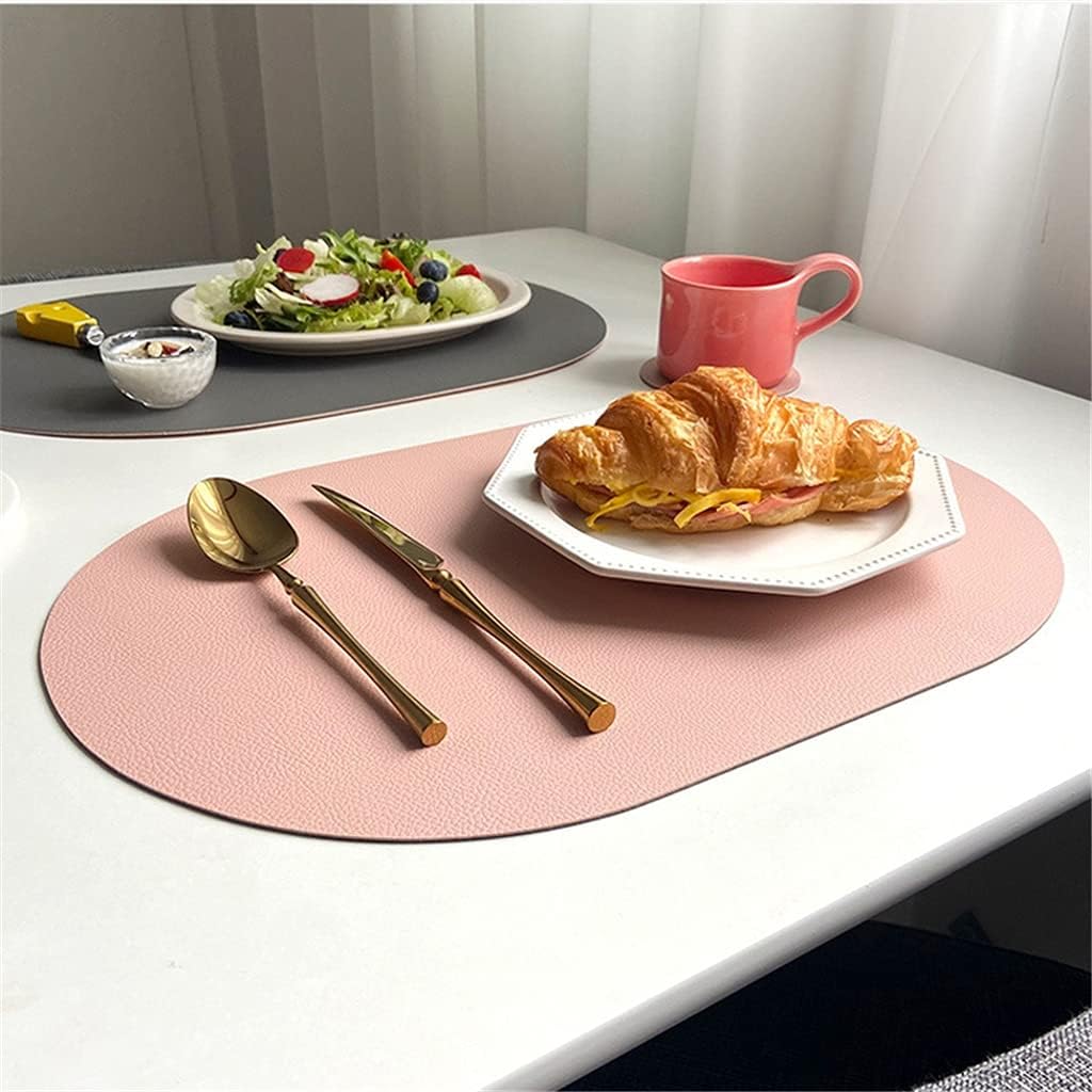 4pcs Tableware Pad PU Leather Placemat Coaster Set Oil Water Heat Insulation Plate Mat Home Table Mat for Dining Table (Color : Blue) (Green)