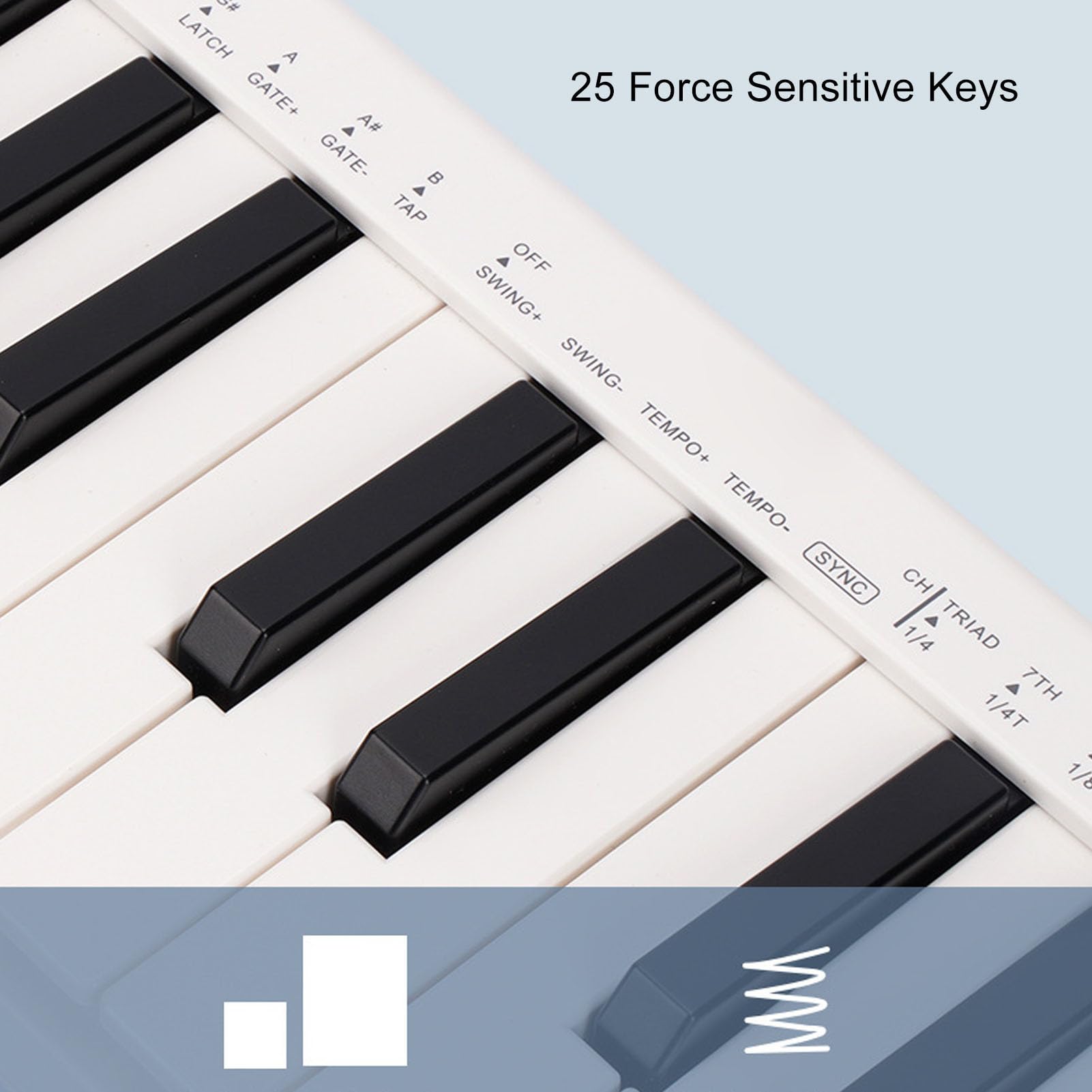 Controlador de Teclado MIDI 25 Teclas, Amplia Conectividad, Diseño Portátil, Entradas Salidas MIDI Versátiles, Controlador de Teclado de 25 Teclas