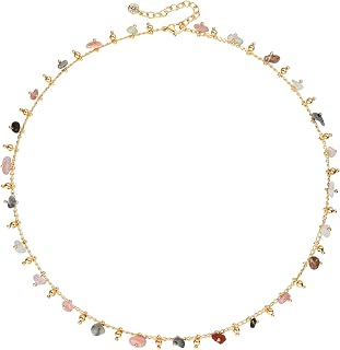 MTMY 14K Gold Plated Beaded Choker Necklace for Women - Dainty Boho Green/Rose Pearl Jewelry Gift, Hypoallergenic