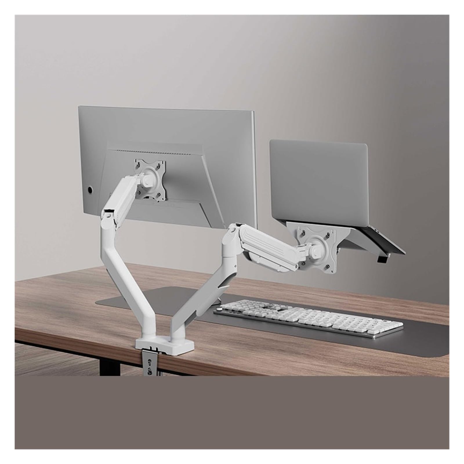 TKJfdTY Stand Mechanical Arm Computer Suspended Desktop Screen Lifting Tray Cantilever Dual Screen Two-In-One，White