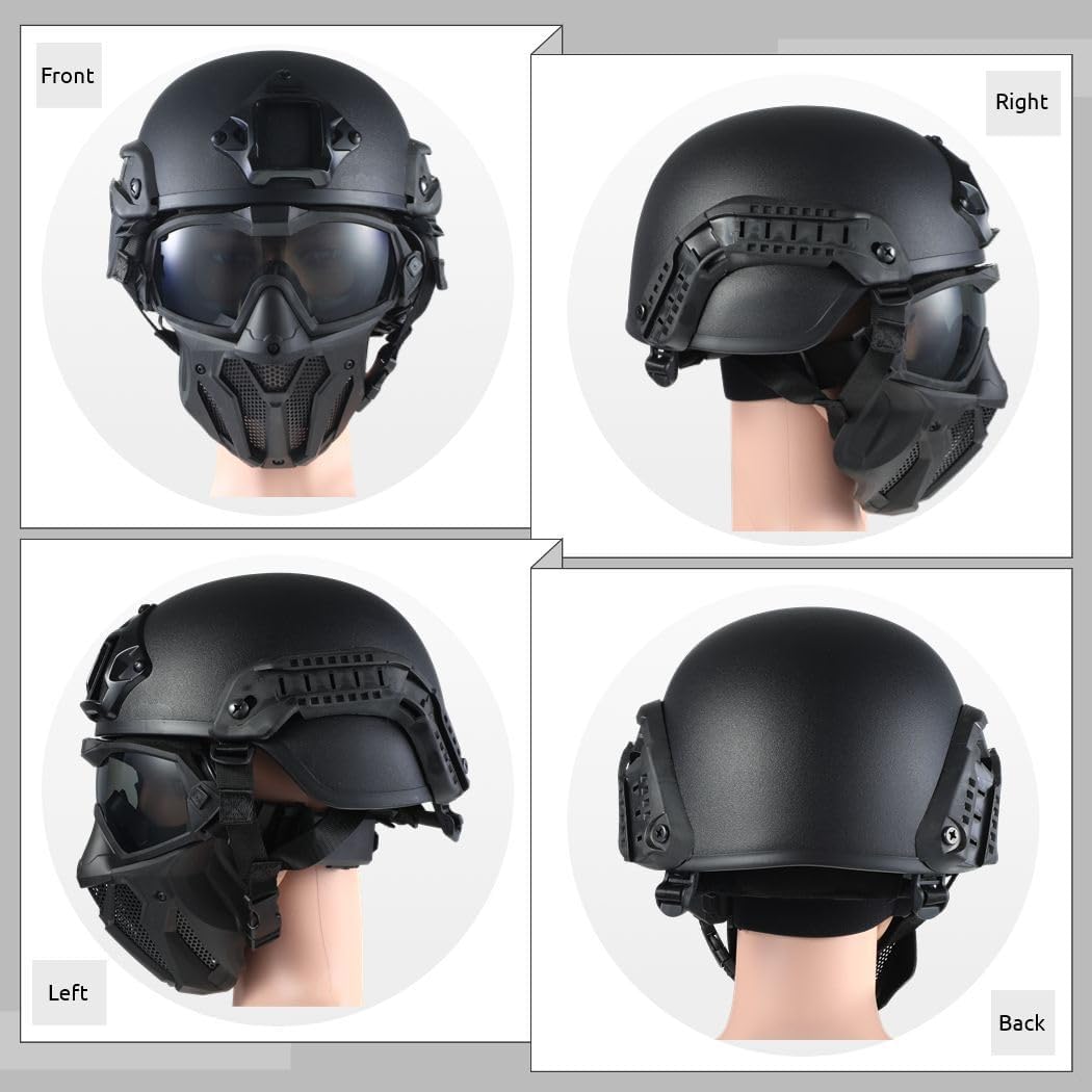 Airsoft Full Face Mask (2 Pcs) - Protective Outdoor Gaming & Cycling Mask With Fan