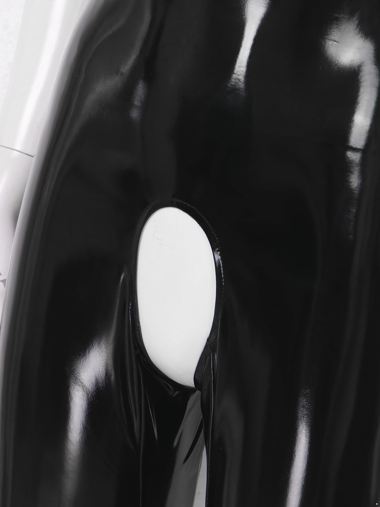 Hansber Latex Catsuit Poitrine Ouverte Entrejambe Ouvert Femmes Ouvert Fermeture Éclair Body Sans Manches Combinaison Intégrale Jumpsuit Soirée Clubwear
