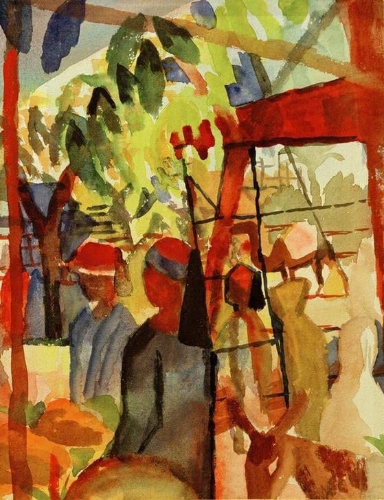 Tableau La vie du marché August Macke grand format pour habiller un mur vide