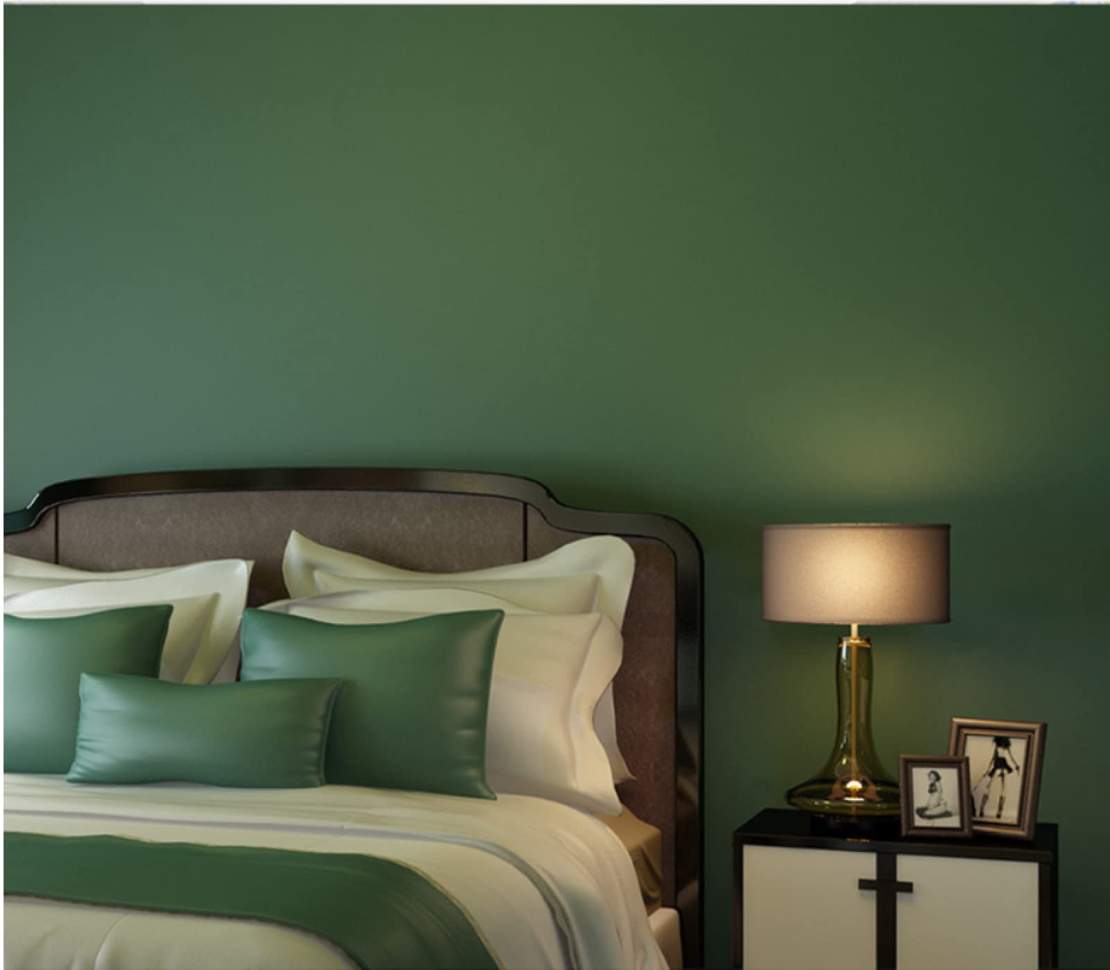 Papier Peint intissé Vert foncé 0,53 m x 9,5 m, 3D, Moderne, Minimaliste, Couleur Unie, pour Salon, Chambre à Coucher, arrière-Plan TV