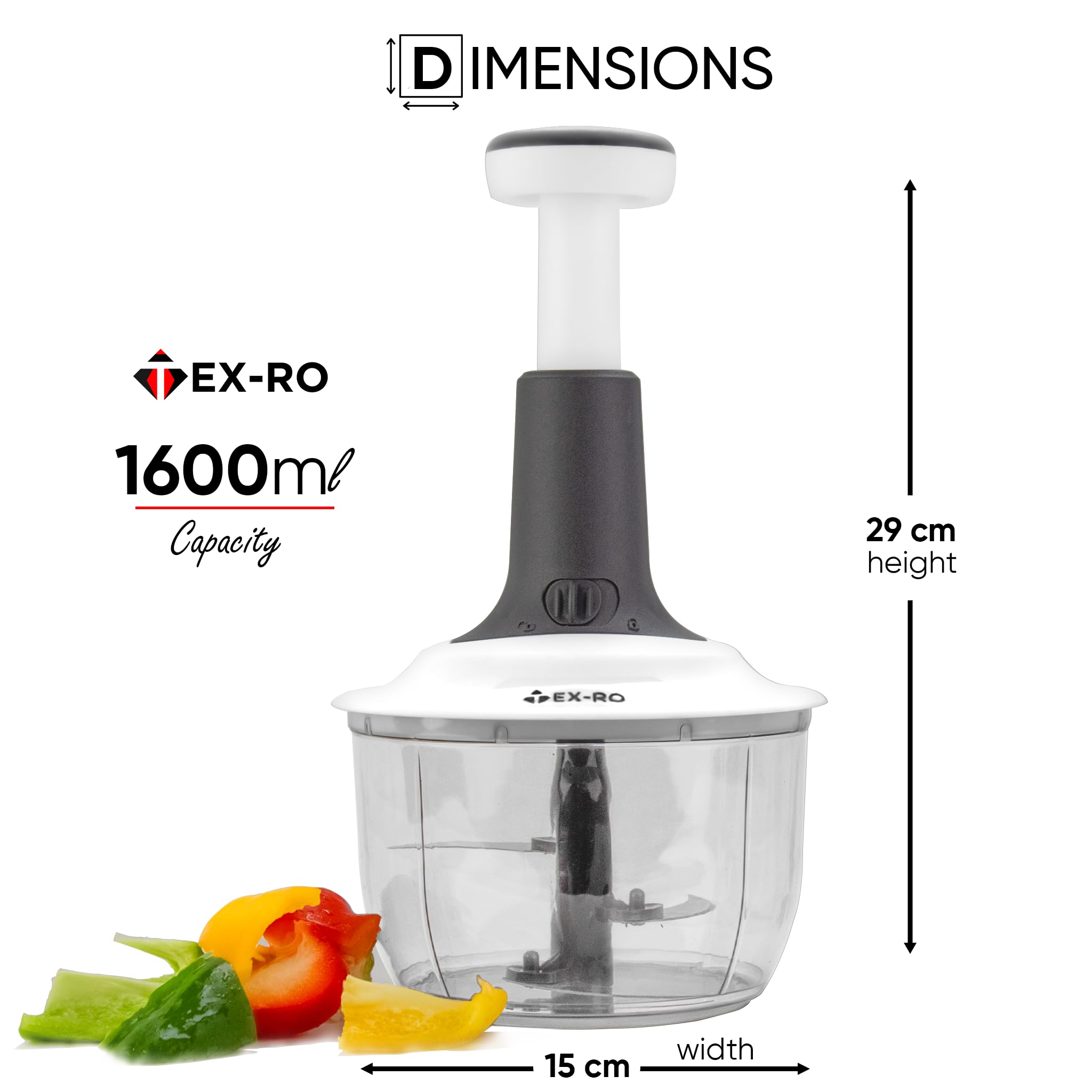 TEX-RO Push Chopper for Kitchen Use | Vegetable Cutter & Onion Chopper | Vegetable Chopper for Kitchen (1600 Ml, Plastic) 3