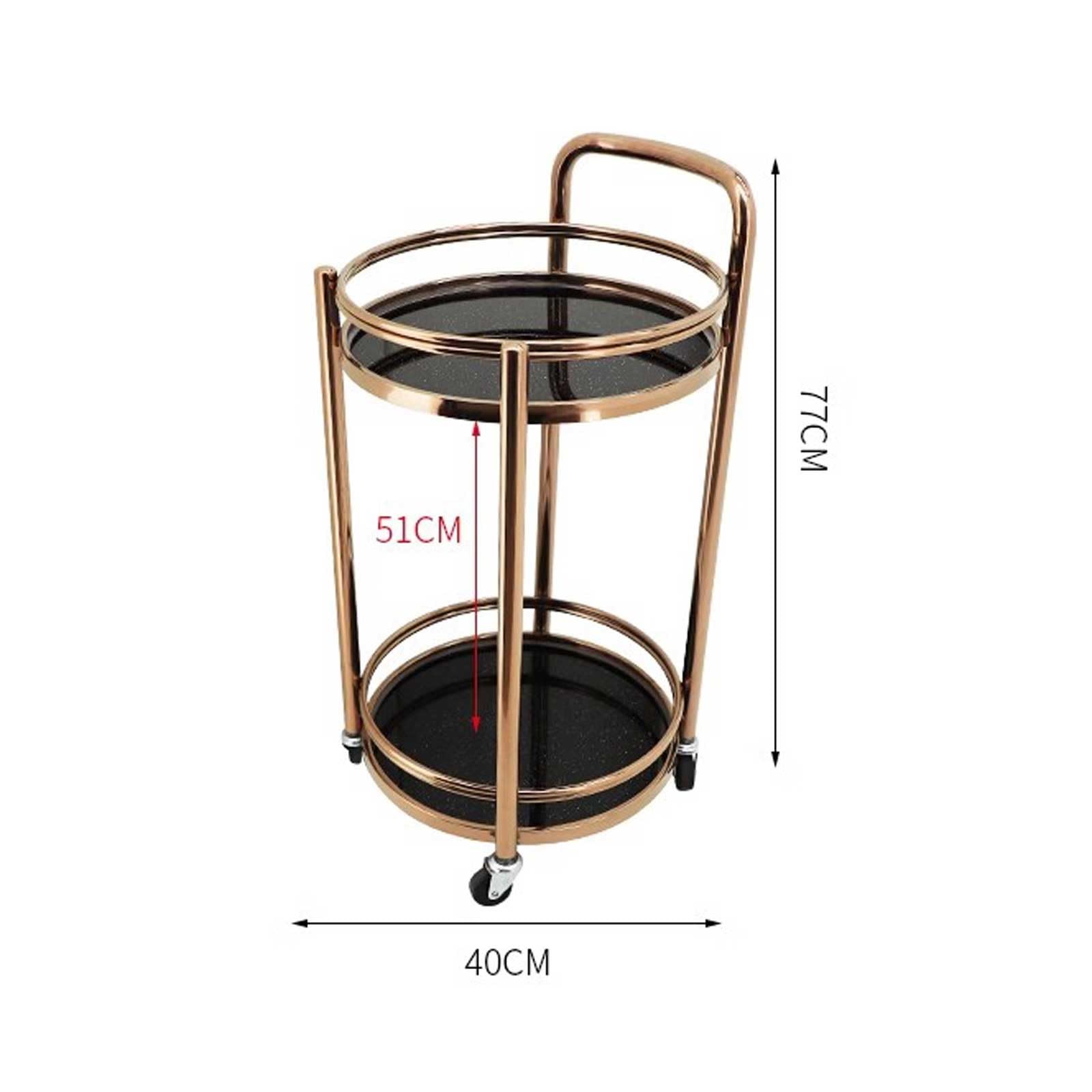 Carrello Portaoggetti Carrello Bar da Caffè Rotondo di Lusso in Metallo Mini Carrello Multiuso con Ruote a 2 Livelli Vassoio Bar da Caffè, Carrello da Cucina Domestica per Casa, Sala da Pranzo, Fest