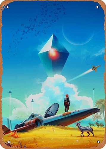 Cartel de metal con texto en inglés "The Classic Arcade", letrero de metal con texto en inglés "No Mans Sky Space", arte para pared, 8 x 12 pulgadas