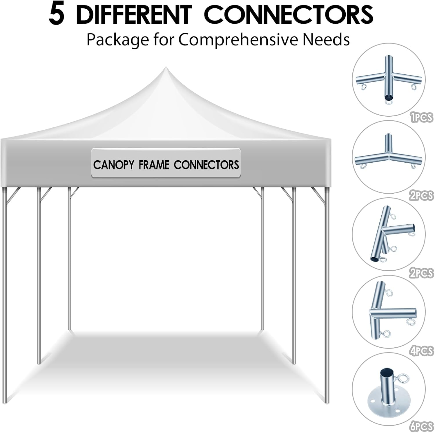 Blulu 15 Pcs 6 Leg Style Carport Canopy Pipe Fittings Low Peak Connectors with Threaded Eyebolts Galvanized Steel Canopy Connectors for 1 3/8 inch Pipe Flower Stands and Greenhouse Frames Awnings