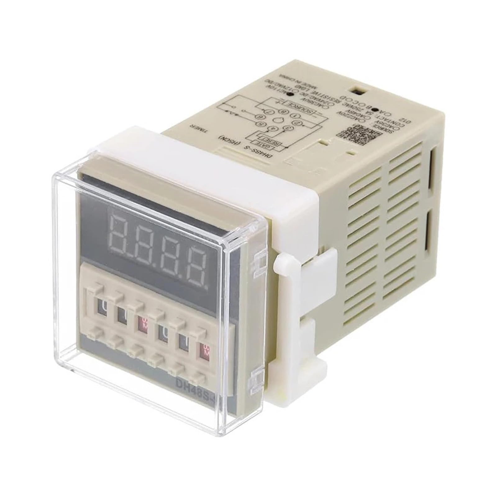 Przekaźnik czasowy DH48S-S Cyfrowy przekaźnik czasowy z podstawą 0,1 S-99H AC 110 V/220 V/380 V DC 12 V/24 V Programowalny timer opóźnienia dla powtarzających się cykli (DH48S-S ACDC12V)