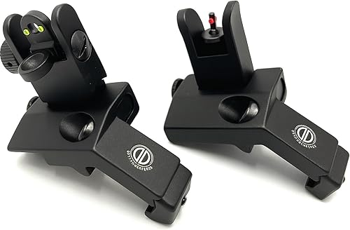 Dagger Defense Veteran Owned Company-Fiber Optic BUIS, mira de hierro inclinada de respaldo, despliegue con resorte