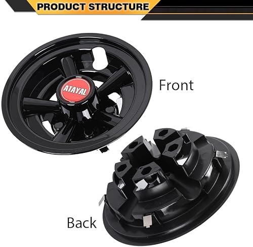 Miniatura 2 de Juego de 4 fundas para ruedas de carrito de golf, color negro, compatibles con EZGO, Club Car y Yamaha, con ruedas de acero estándar de 18 x 8.5-8